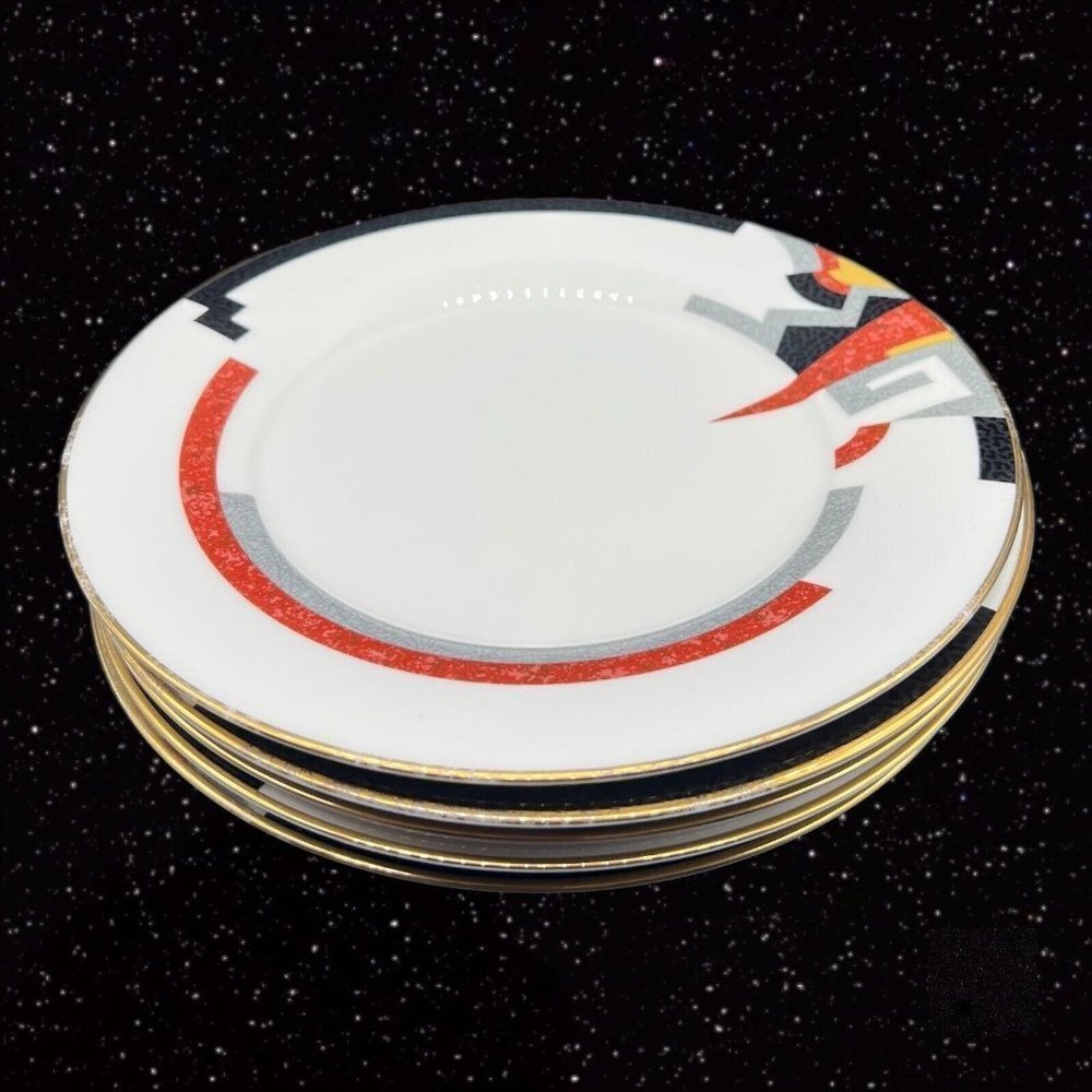 Noritake Awareness 7741 5 Piece Plate Set‎ Fine China Porcelain Dishes Japan 8”D